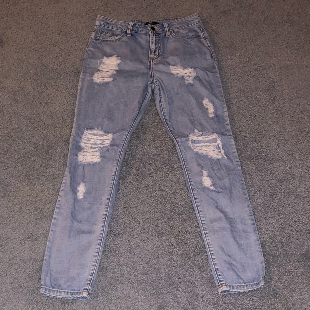 Forever 21 Women’s Ripped Skinny Jeans - Light Blue